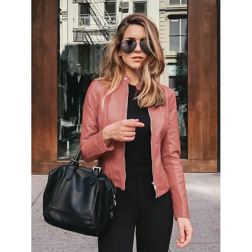 Women's Faux Leather Jacket - Renee Lane Company