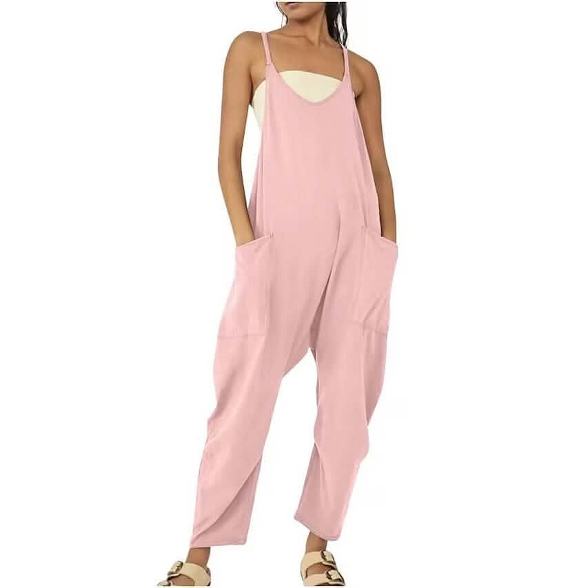 Women's Jumpsuit Maternity Solid Color V Neck Regular Fit Sleeveless - Renee Lane Company