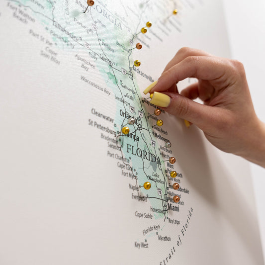 Wooden Canvas USA Map - Colorful - Renee Lane Company