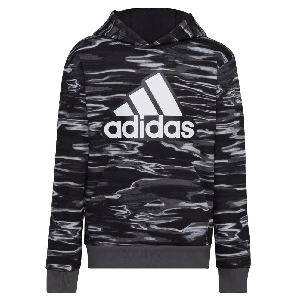 adidas Boys Long Sleeve Camo Print Hoodie Black 4 - Renee Lane Company