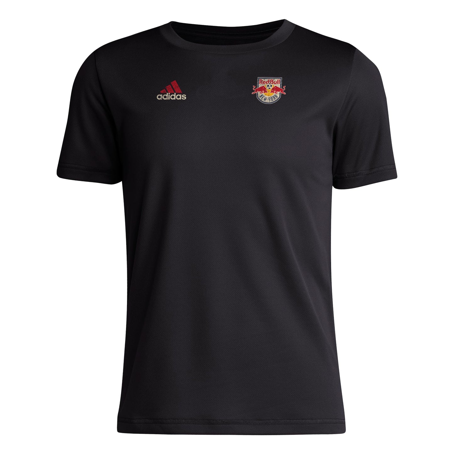 adidas Boys^Unisex Kids Short Sleeve Pre-Game T-Shirt Black/New York Red Bulls X-Large - Renee Lane Company