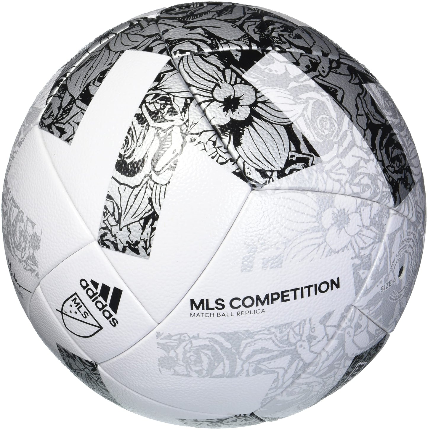 adidas MLS Competition Match Ball Replica Soccer Ball White/Silver Metallic/Black 5 - Renee Lane Company