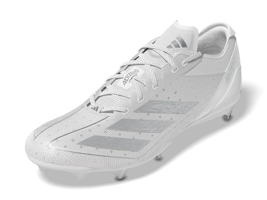 adidas Mens Adizero Electric American Football Sneaker White/Silver Metallic/White 8 - Renee Lane Company