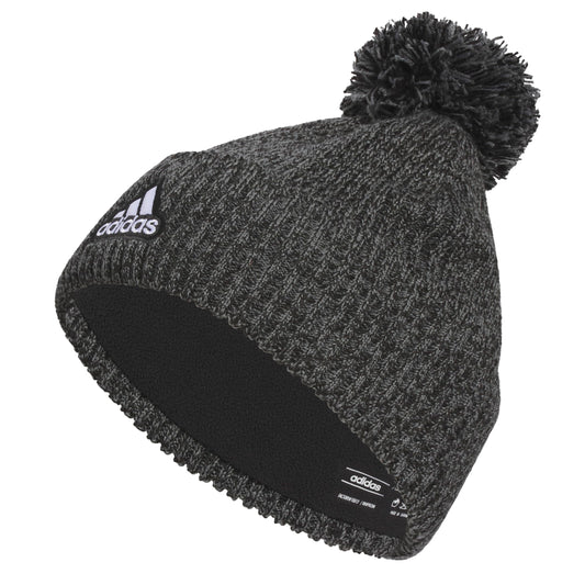 adidas Mens Recon Ballie Beanie Standard fit Cuffed Fleece-Lined Winter Knit hat/Cap with pom Black-Onix Grey/Black/White - Renee Lane Company