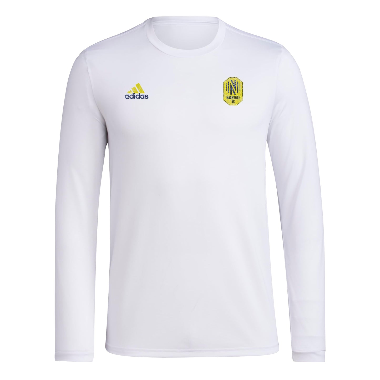 adidas Mens SC Long Sleeve Pre-Game T-Shirt White/Nashville Soccer Club 3X-Large - Renee Lane Company