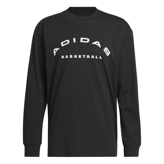 adidas Mens Select Long Sleeve Basketball T-Shirt Black/Cloud White - Renee Lane Company