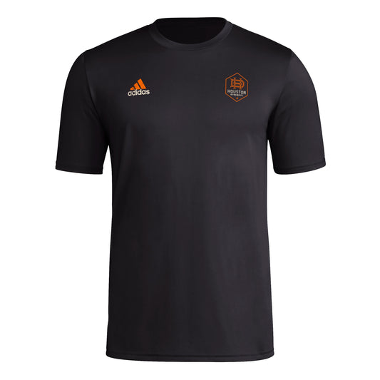 adidas Mens Short Sleeve Pre-Game T-Shirt Black/Houston Dynamo XX-Large - Renee Lane Company