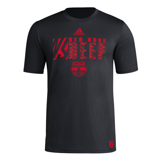 adidas Mens Short Sleeve Pre-Game T-Shirt Black/New York Red Bulls 3X-Large - Renee Lane Company