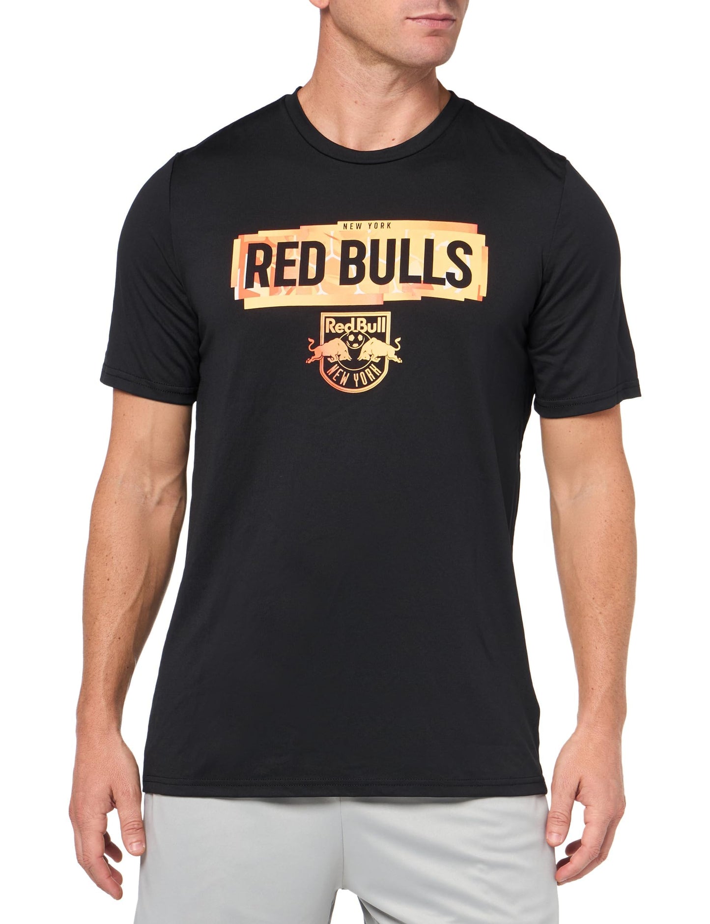 adidas Mens Short Sleeve Pre-Game T-Shirt Black/New York Red Bulls Small - Renee Lane Company