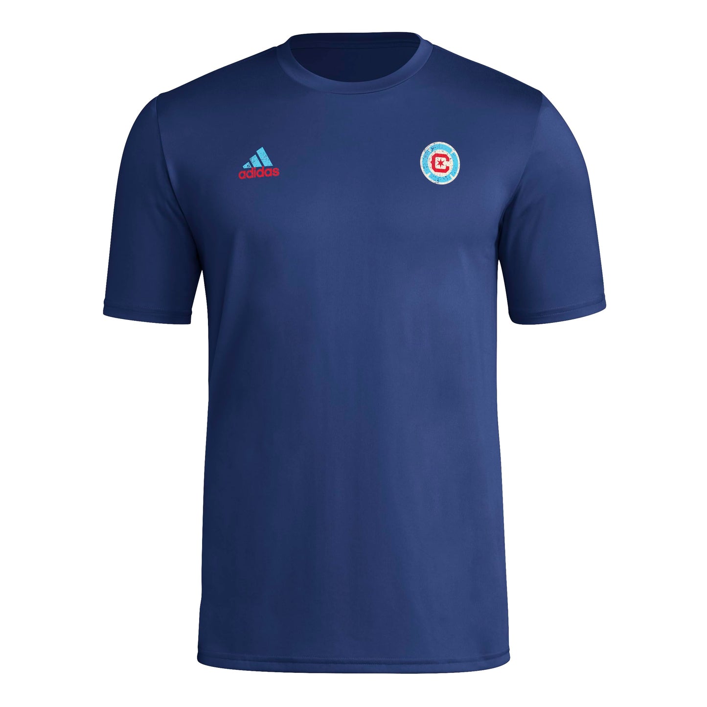 adidas Mens Short Sleeve Pre-Game T-Shirt Team Navy Blue/Chicago Fire Medium - Renee Lane Company