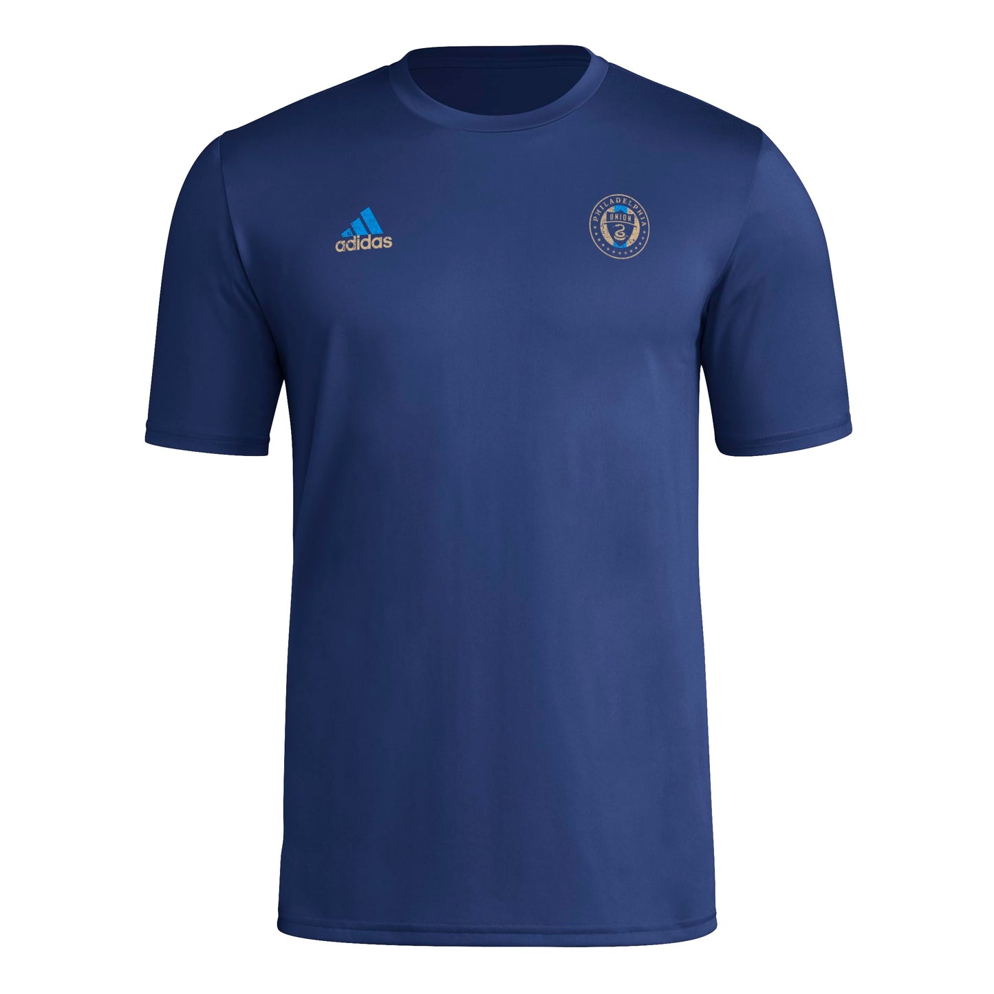 adidas Mens Short Sleeve Pre-Game T-Shirt Team Navy Blue/Philadelphia Union 3X-Large - Renee Lane Company