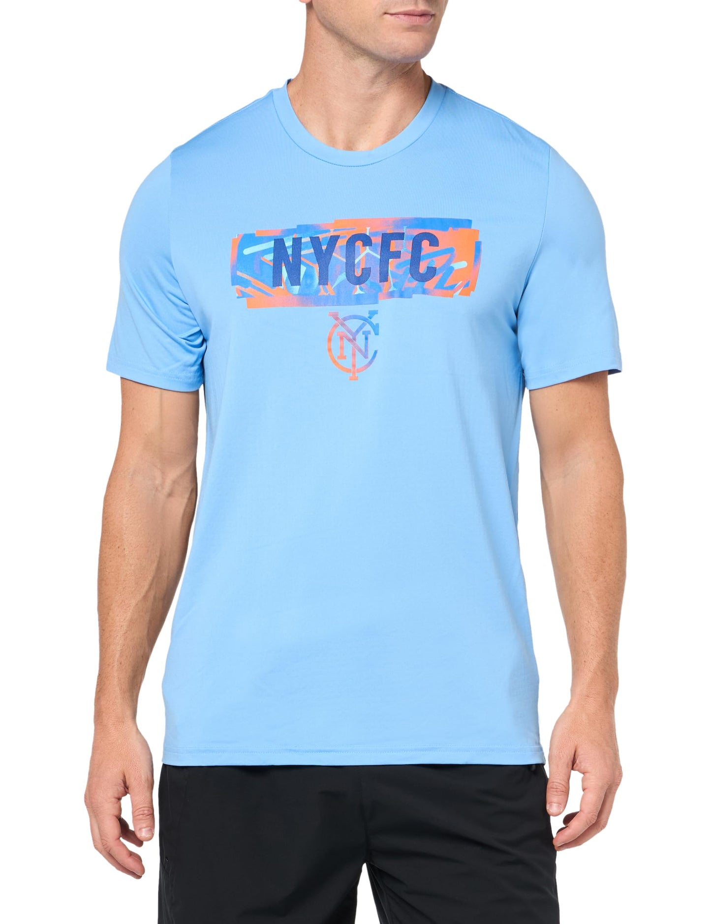 adidas Mens Size Short Sleeve Pre-Game T-Shirt Bahia Light Blue/New York City Fc XX-Large Tall - Renee Lane Company