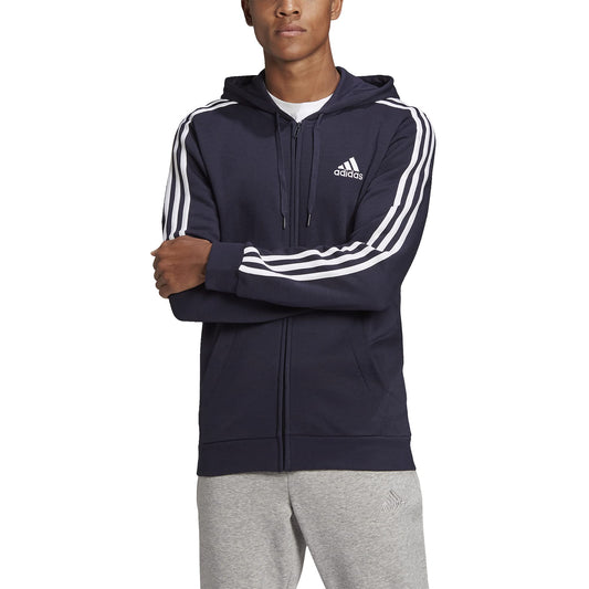 adidas Mens Standard Essentials Fleece 3-Stripes Full-Zip Hoodie Legend Ink - Renee Lane Company