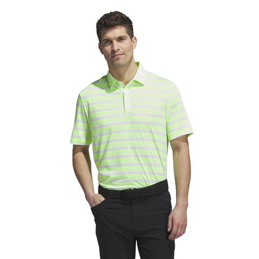 adidas Mens Two Color Stripe Polo Shirt Green Medium - Renee Lane Company