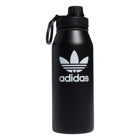 adidas Originals 1 Liter (32 Oz) Metal Water Bottle Hot/Cold Double-Walled Insulated 18/8 Stainless Steel Black/White One Size - Renee Lane Company