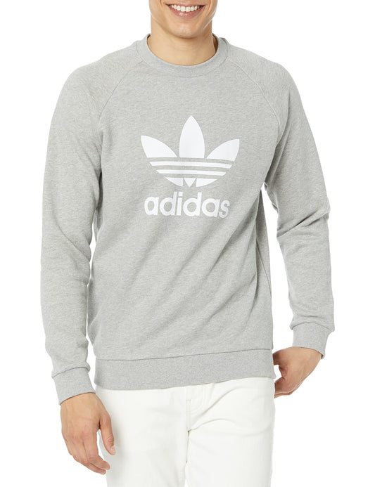 adidas Originals Mens Adicolor Classics Trefoil Crewneck Medium Grey Heather X-Large - Renee Lane Company