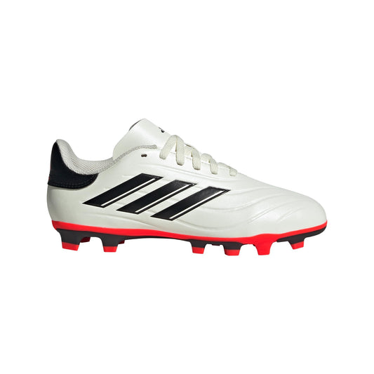 adidas Soccer Copa Pure II Club Firm Ground (Little Kid/Big Kid) Ivory/Black/Solar Red 3 Little Kid M - Renee Lane Company