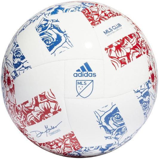 adidas Unisex-Adult MLS Club Soccer Ball White/Power Blue/Team College Red 5 - Renee Lane Company