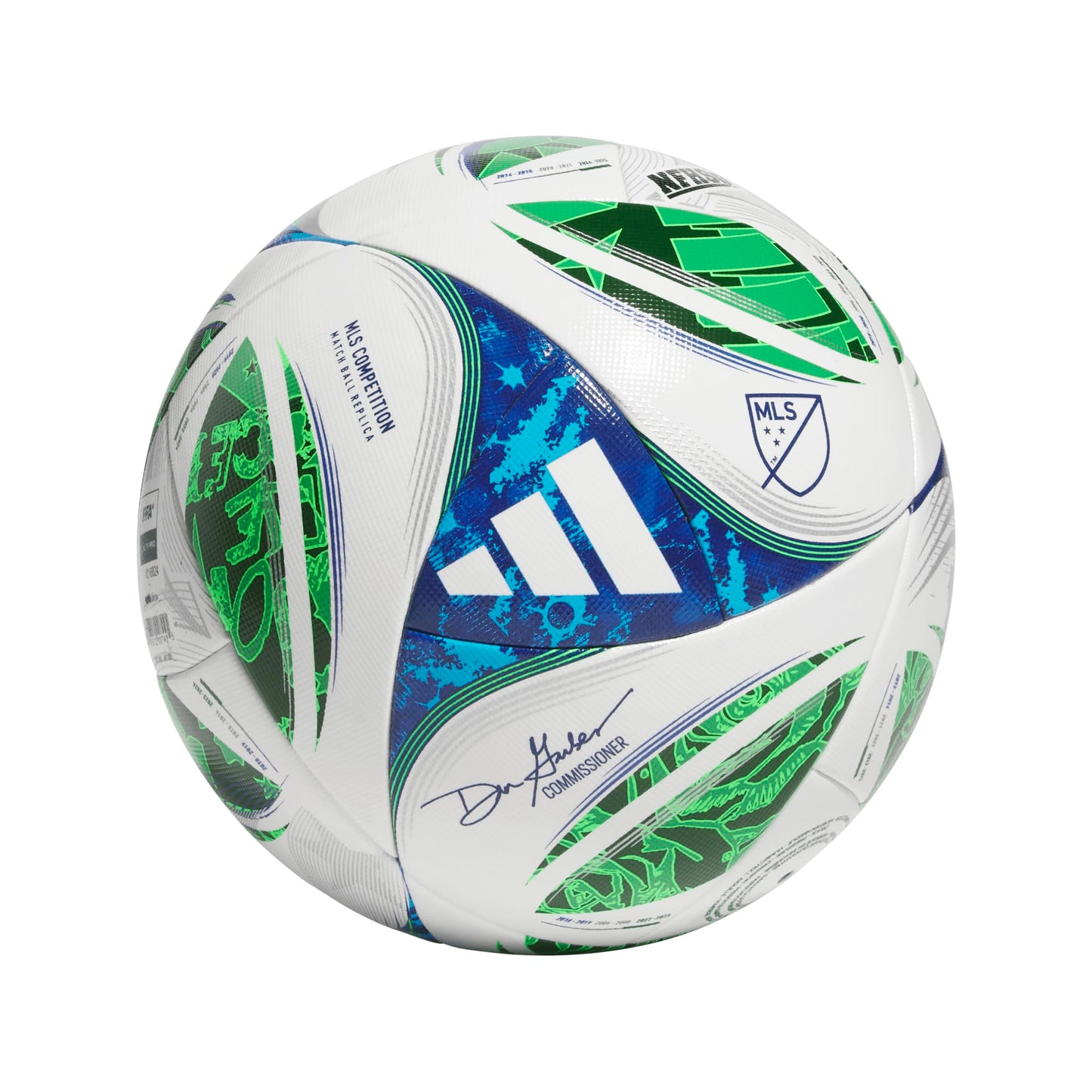 adidas Unisex-Adult MLS Competition Soccer Ball (White/Green/SOLBLU/GLOBLU 4) - Renee Lane Company