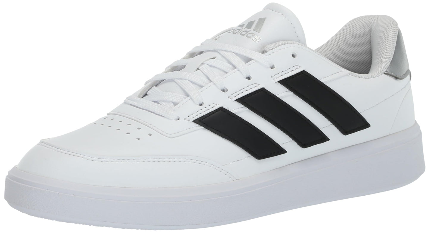 adidas Womens Courtblock Sneaker White/Black/Silver Metallic 6.5 - Renee Lane Company