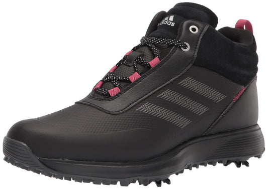 adidas Womens S2g Recycled Polyester Mid Cut Golf Shoes Core Black/Dark Silver/Wild Pink 5.5 - Renee Lane Company