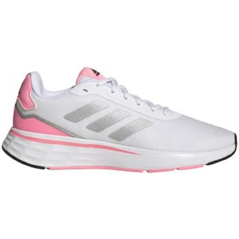 adidas Womens STARTYOURRUN Running Shoe White/Silver Metallic/Beam Pink 9 - Renee Lane Company