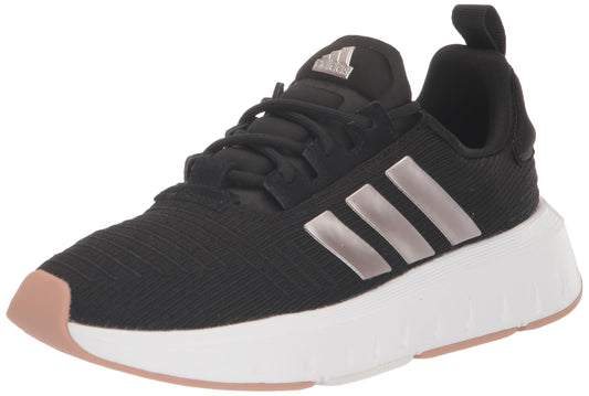 adidas Womens Swift Run 23 Sneaker Core Black/Champagne Metallic/White 6 - Renee Lane Company