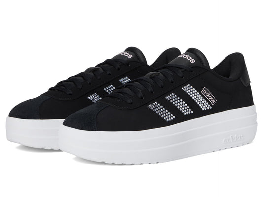 adidas Womens VL Court Bold Sneaker Black/White/Clear Pink 7.5 - Renee Lane Company
