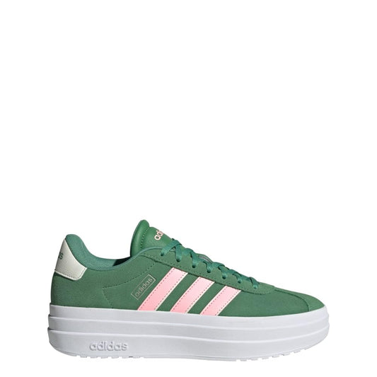 adidas Womens VL Court Sneaker Preloved Green/Pink Spark/Ivory 9 - Renee Lane Company