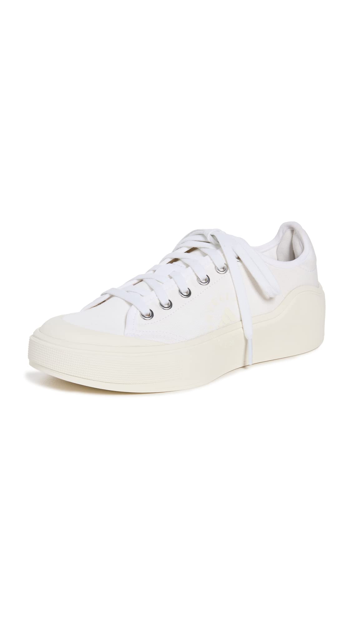 adidas by Stella McCartney Womens Court Sneakers White/White/Off White 7.5 Medium US - Renee Lane Company