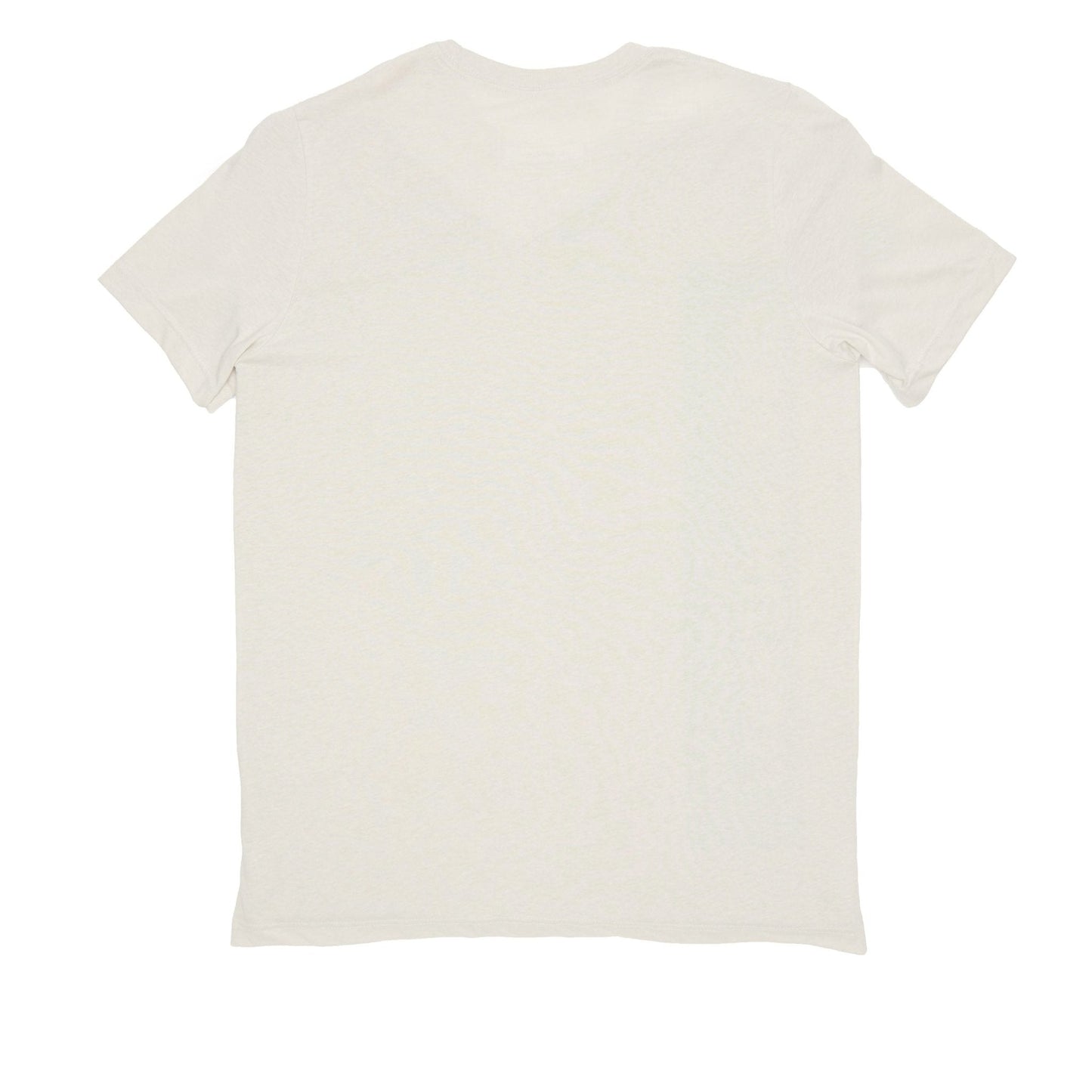 Light beige T-shirt back view, plain crew neck