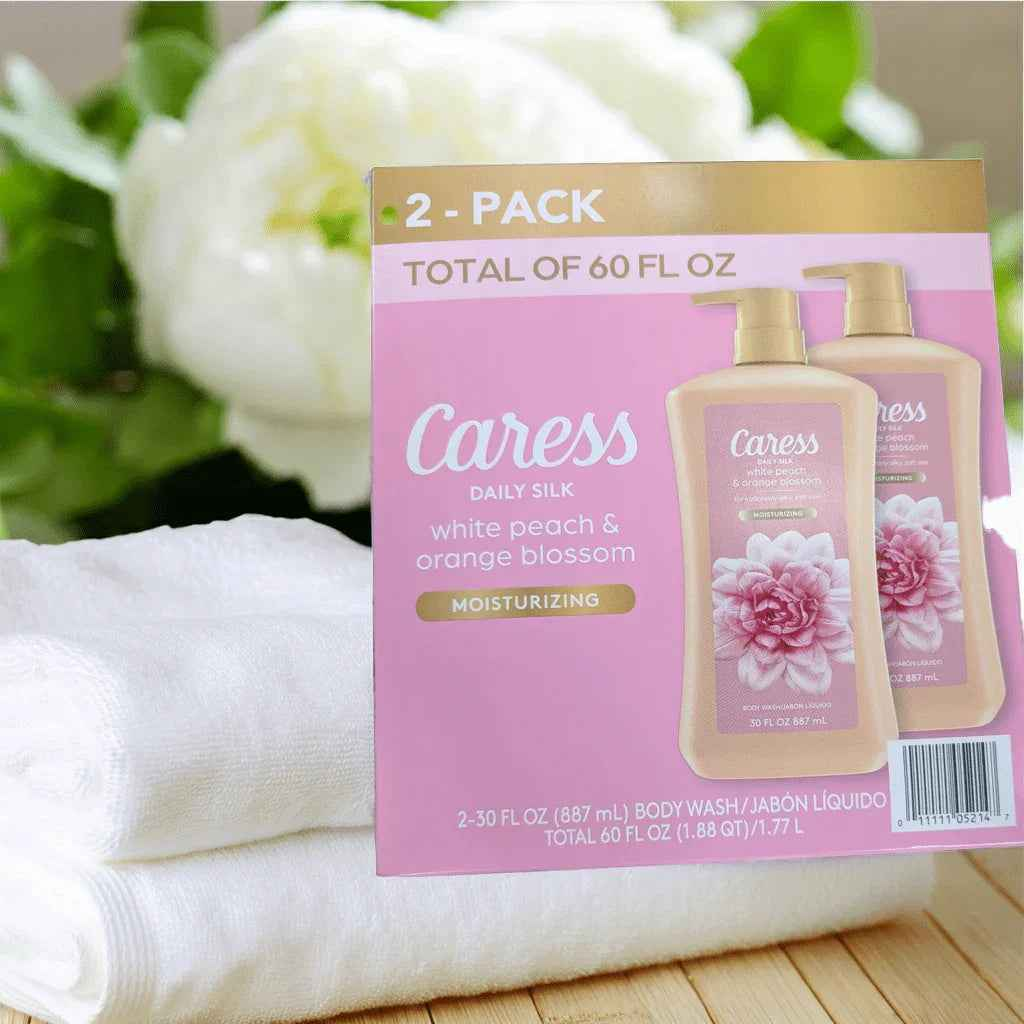 Caress White Peach Body Wash 2 Pack 30oz Each Daily Silk 2-Pack