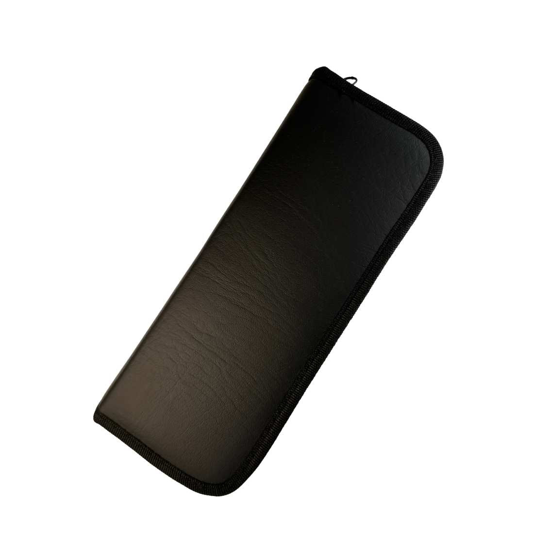 Protective razor case with black mesh exterior and zipper closure
