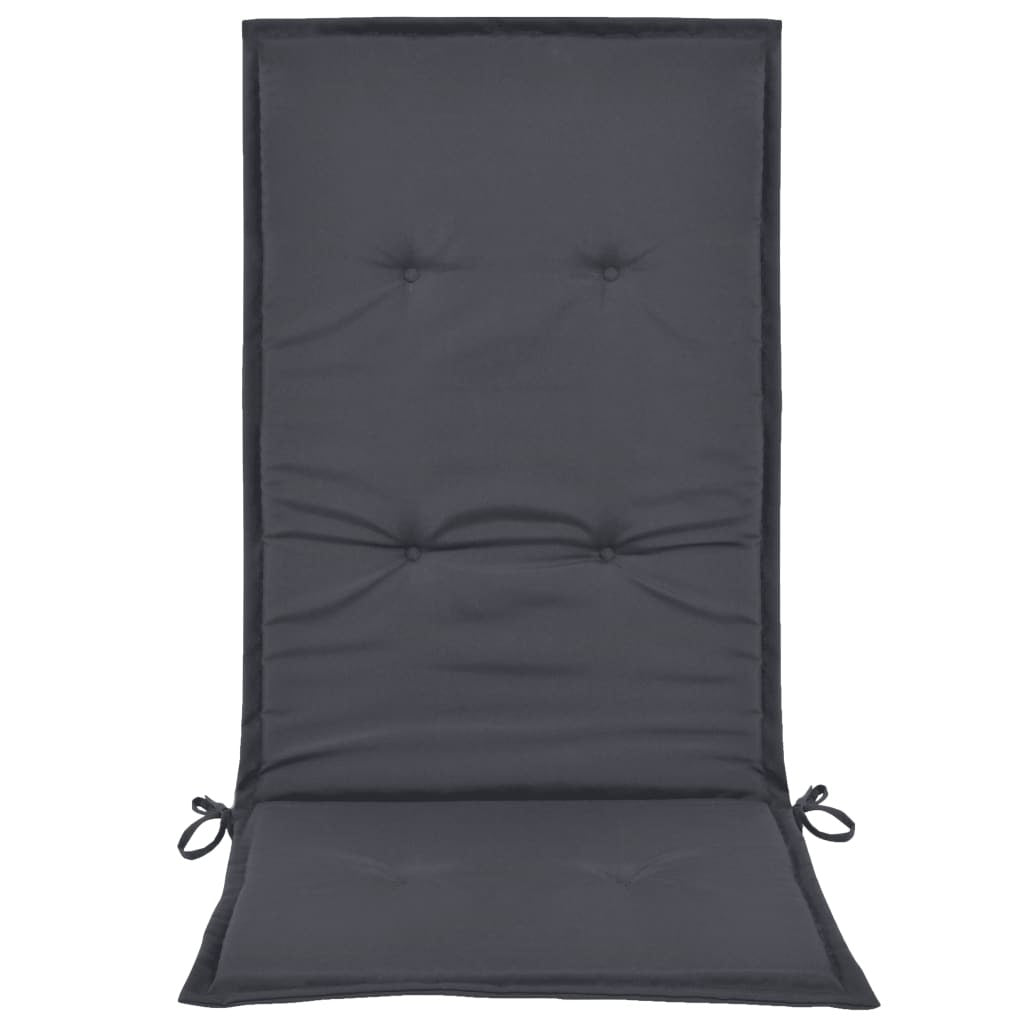 Garden chair cushion in anthracite dark gray with tufted back and bottom ties