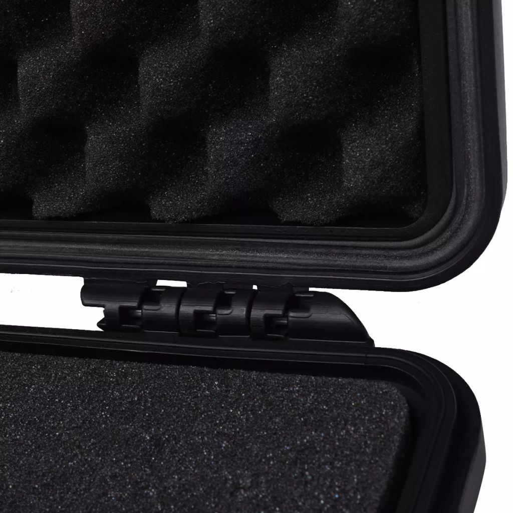 Black protective equipment case interior with textured foam lining