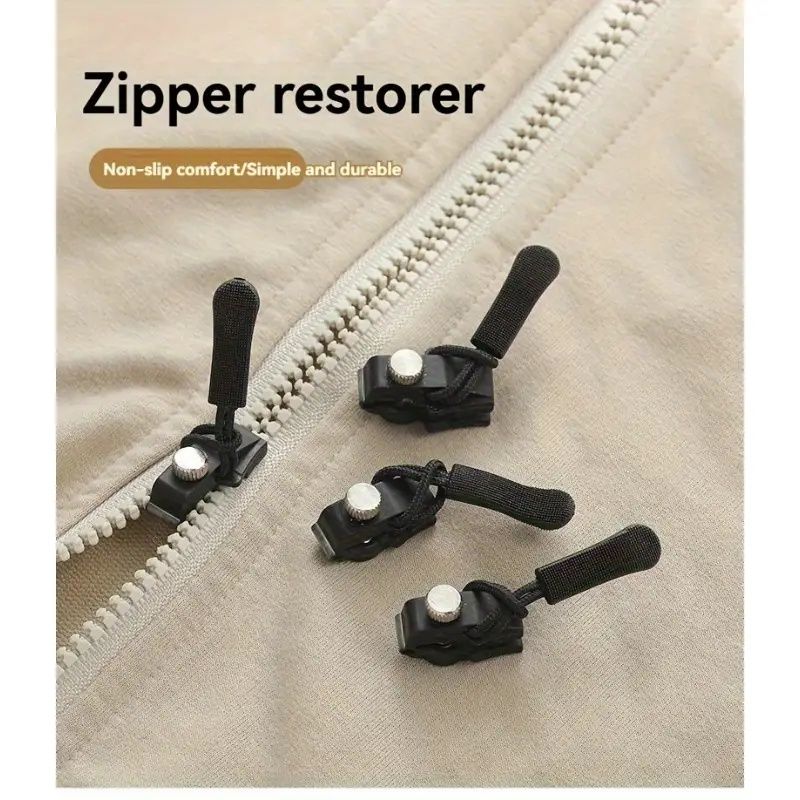 No sew zipper repair tools installed along a light zipper seam