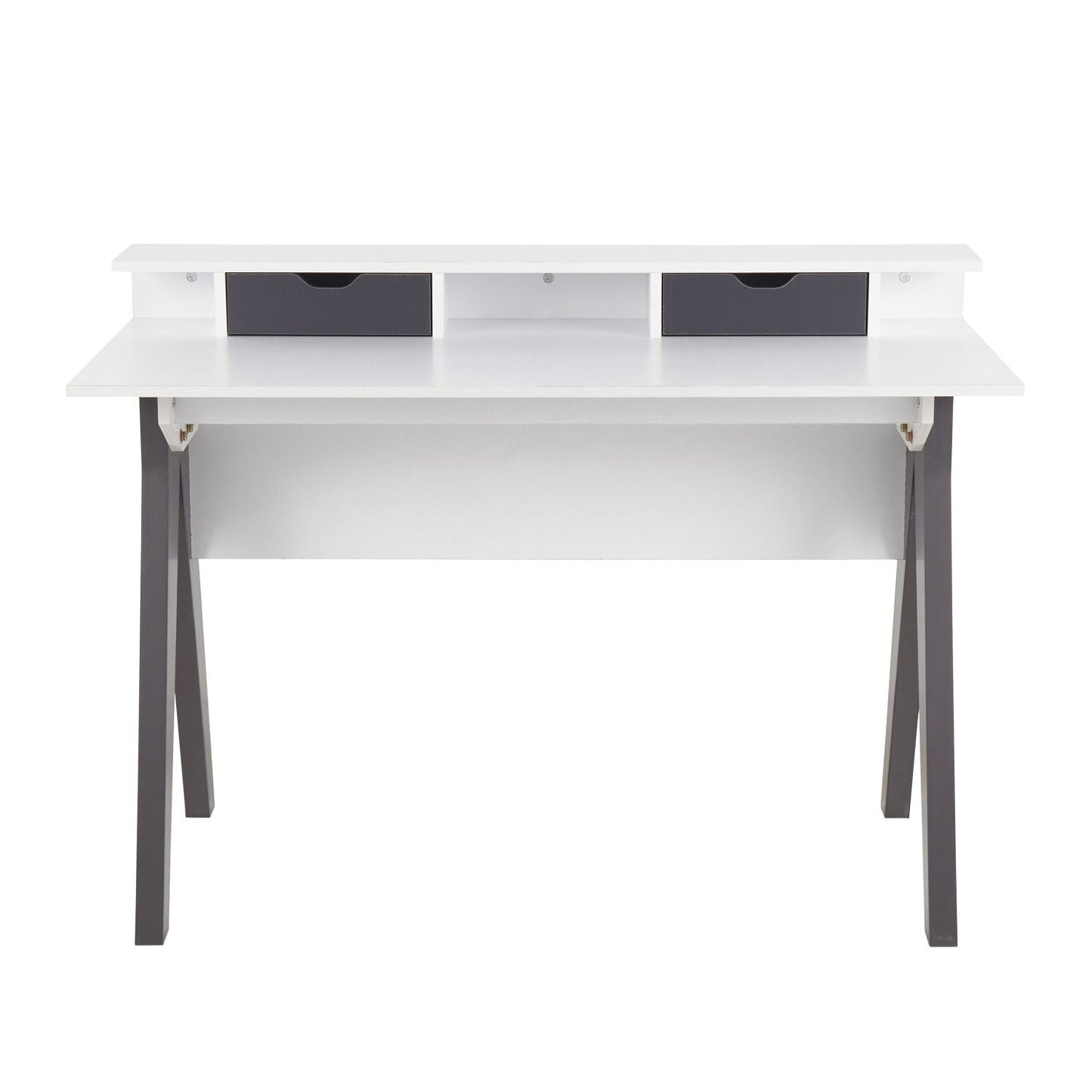 Wishbone Contemporary Desk in Grey and White Wood by