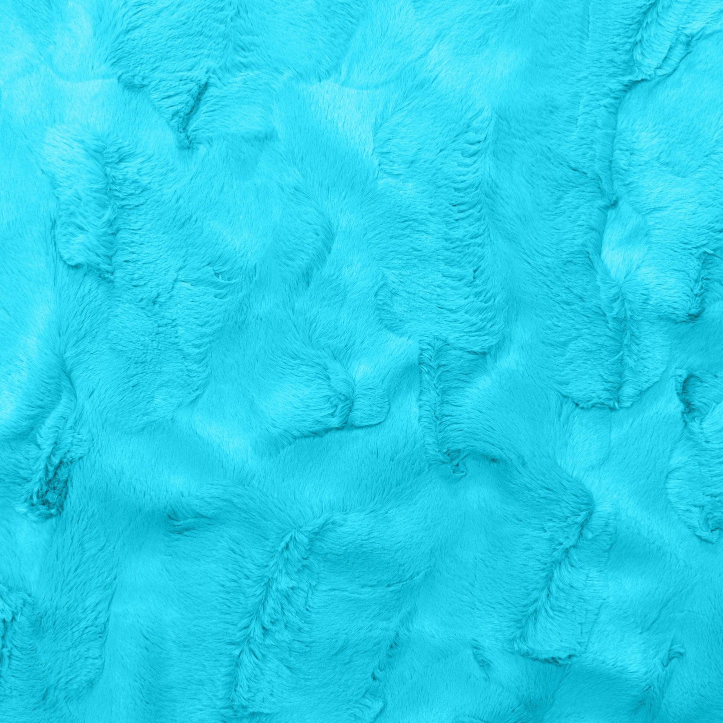 Maui turquoise faux fur fabric for bean bag couch, crinkled texture close-up