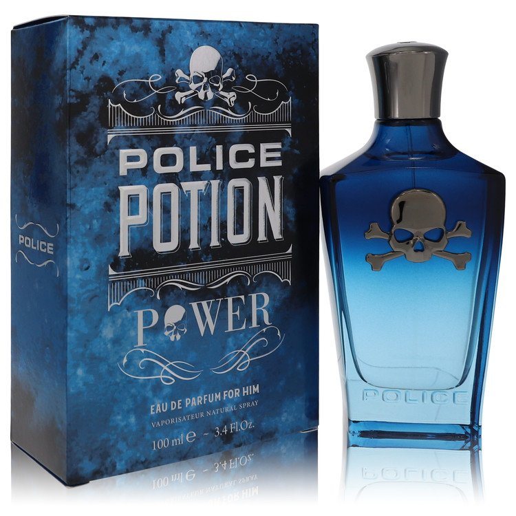 Blue Police Potion Power eau de parfum spray bottle with matching product box