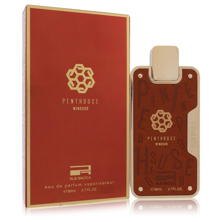 Unisex eau de parfum spray set with red box and brown glass bottle, 2.7 oz