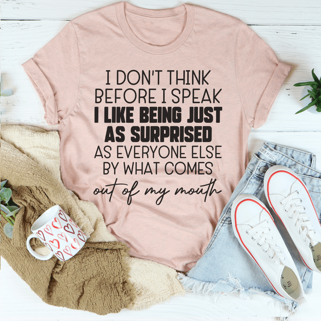 Blush crewneck graphic T-shirt with quote text on front