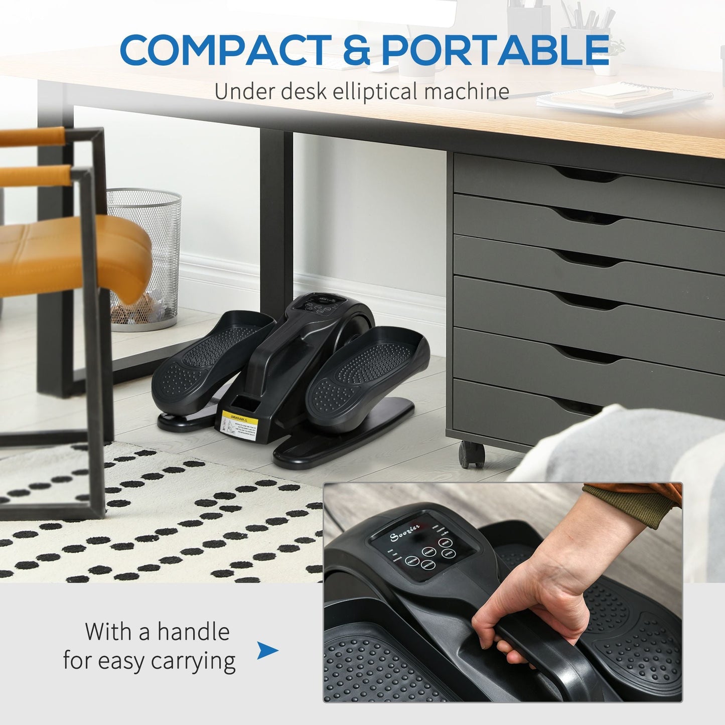 Under Desk Elliptical Foot Pedal Exerciser with Adjustable Speed Remote LCD