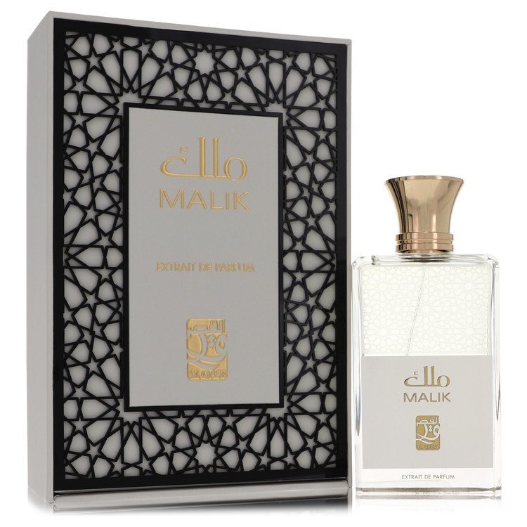 Unisex eau de parfum spray bottle with gold cap and patterned presentation box