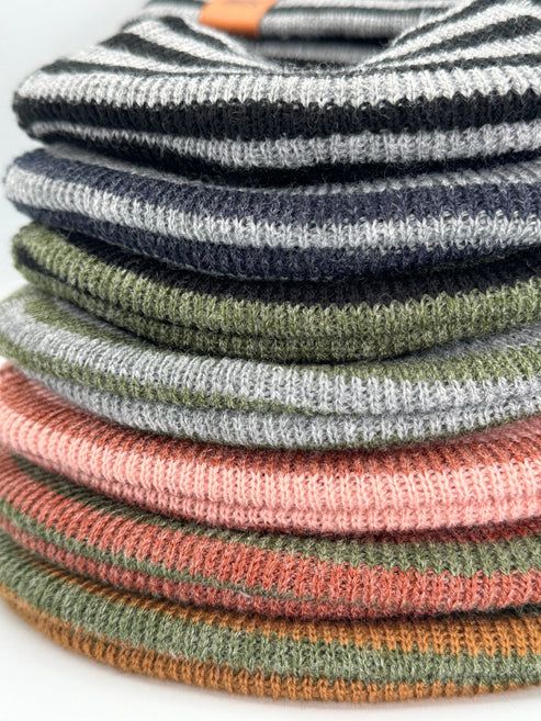 HAAKWEAR Theta Stitch RORO Cuffed Beanie (Patent Pending Design)-Pink/Burgundy, Made in USA