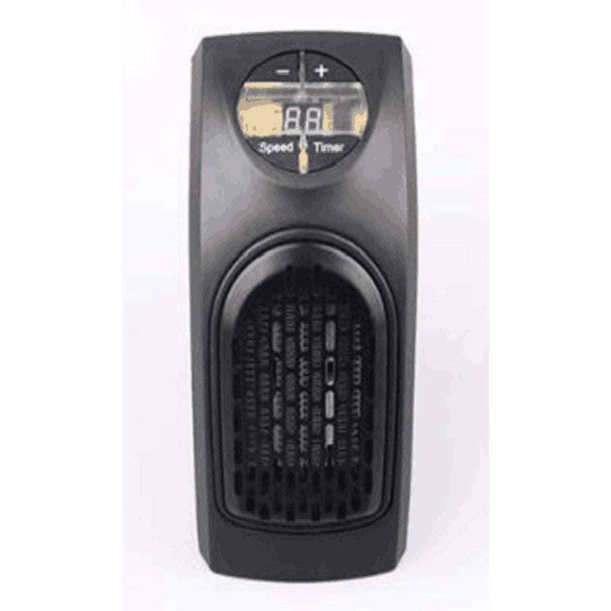 Cool-touch digital space heater front view with control display and vent