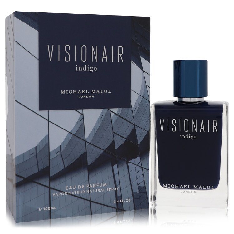 Indigo eau de parfum spray with glass bottle and dark blue box, 100 mL