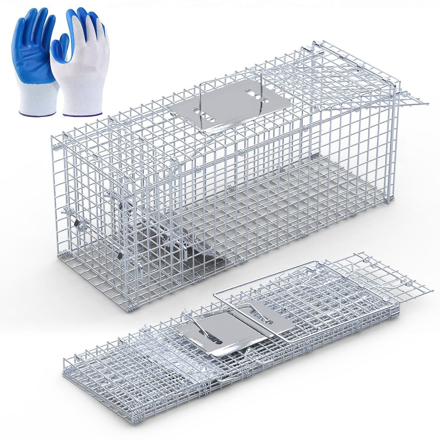 25.59Inch Live Humane Animal Trap Cage Heavy Duty Folding Catch And Release Rodent Cage For Rabbit Squirrel Possum Skunk Kitten Raccoon And More GPCT5437