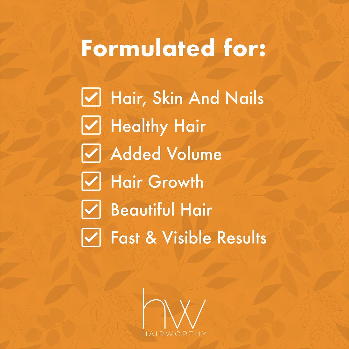 Formulated for hair, skin and nails; added volume, hair growth, visible results