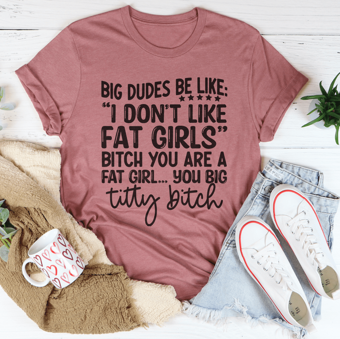 Mauve graphic T-shirt with dark slogan typography centered on front