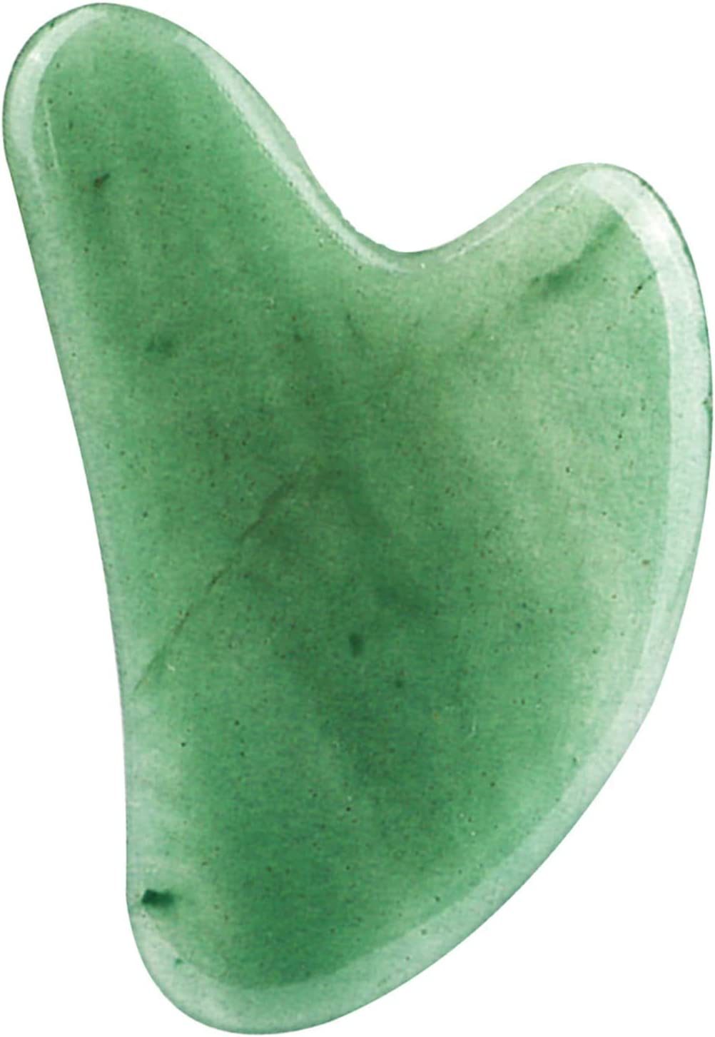 Green gua sha stone with curved polishing edge